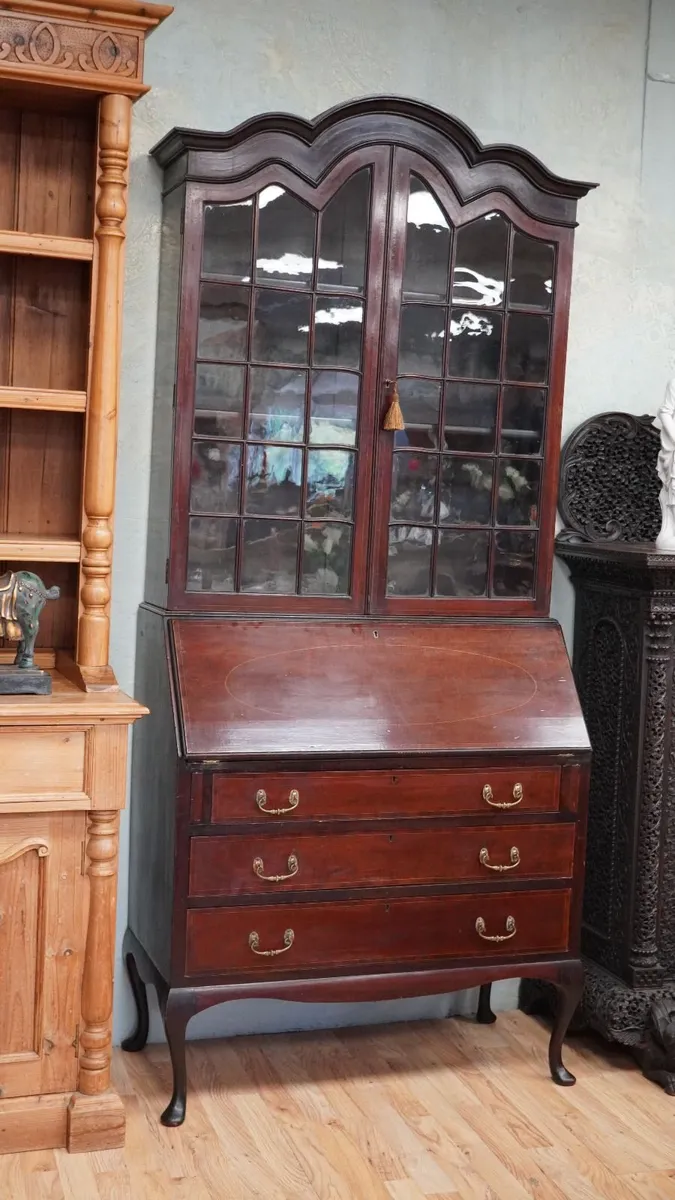 Superb Edwardian Mahogany Bureau Bookcase - Image 2