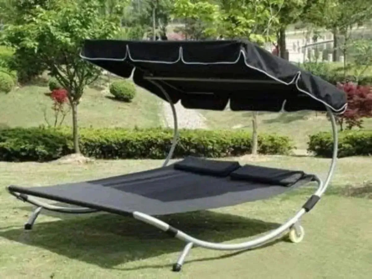 Lounger Double Sun Bed Canopy Garden Furniture - Image 1