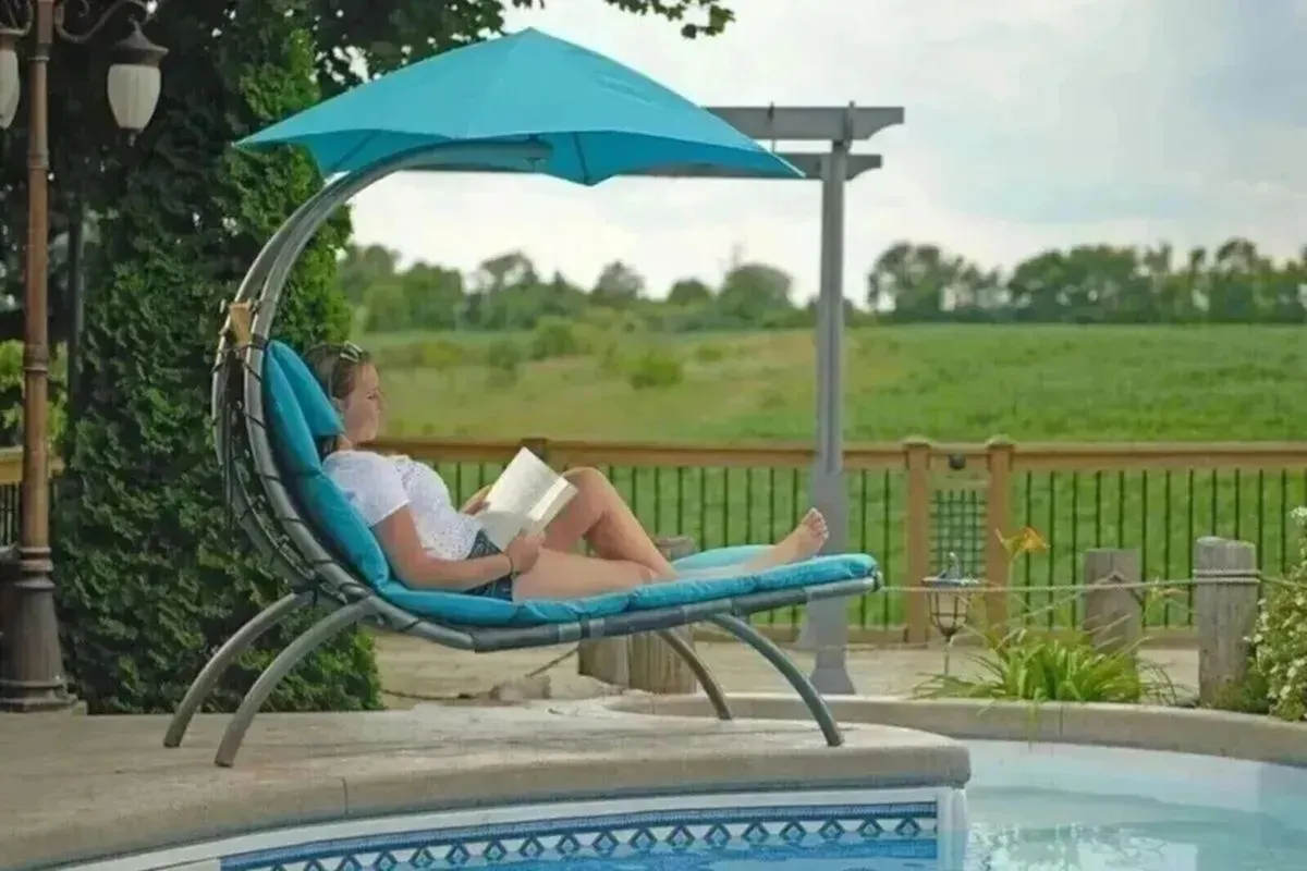 Lounger Sun Bed Reclining Outdoor Steel Chair - Image 2