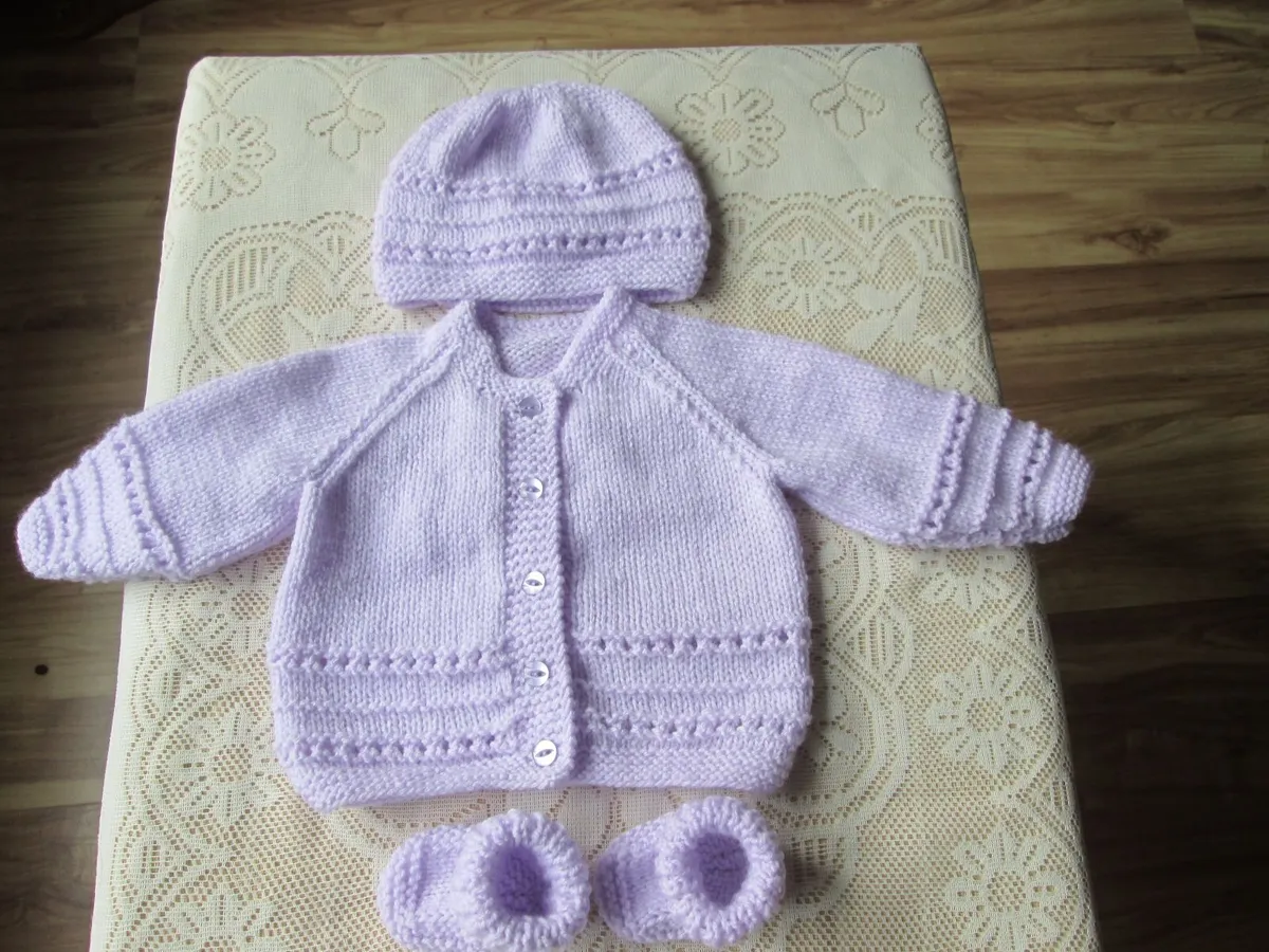 Hand knitted Baby Cardigans hats & booties. - Image 1