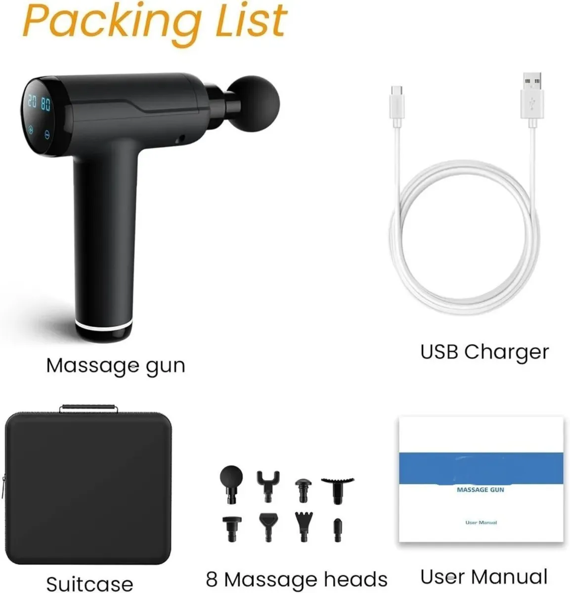 Portable Muscle Massage Gun 8 Head Recovery Tool - Image 2