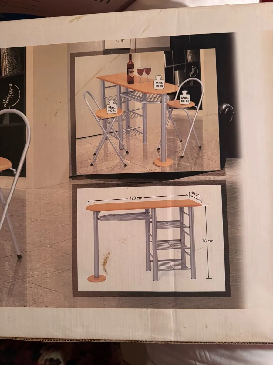 Kitchen island and stool set - Image 2