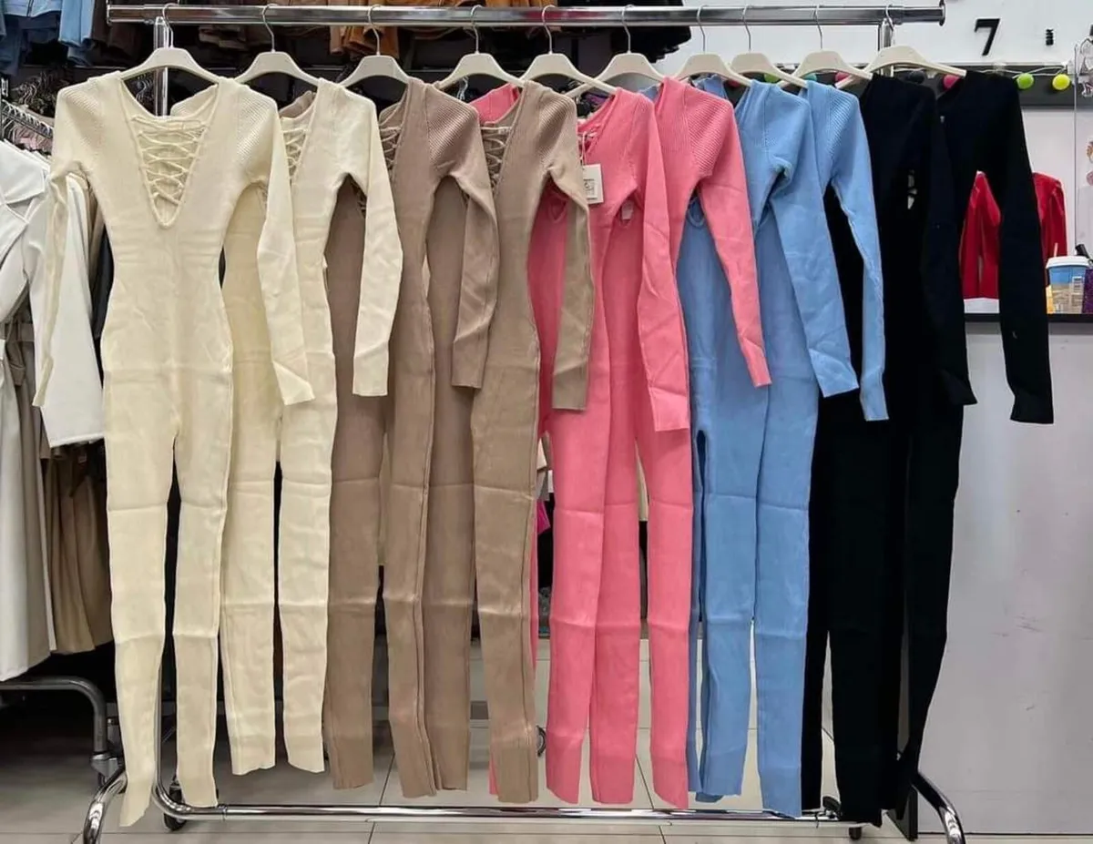 Beige shaping jumpsuit, striped - Image 3