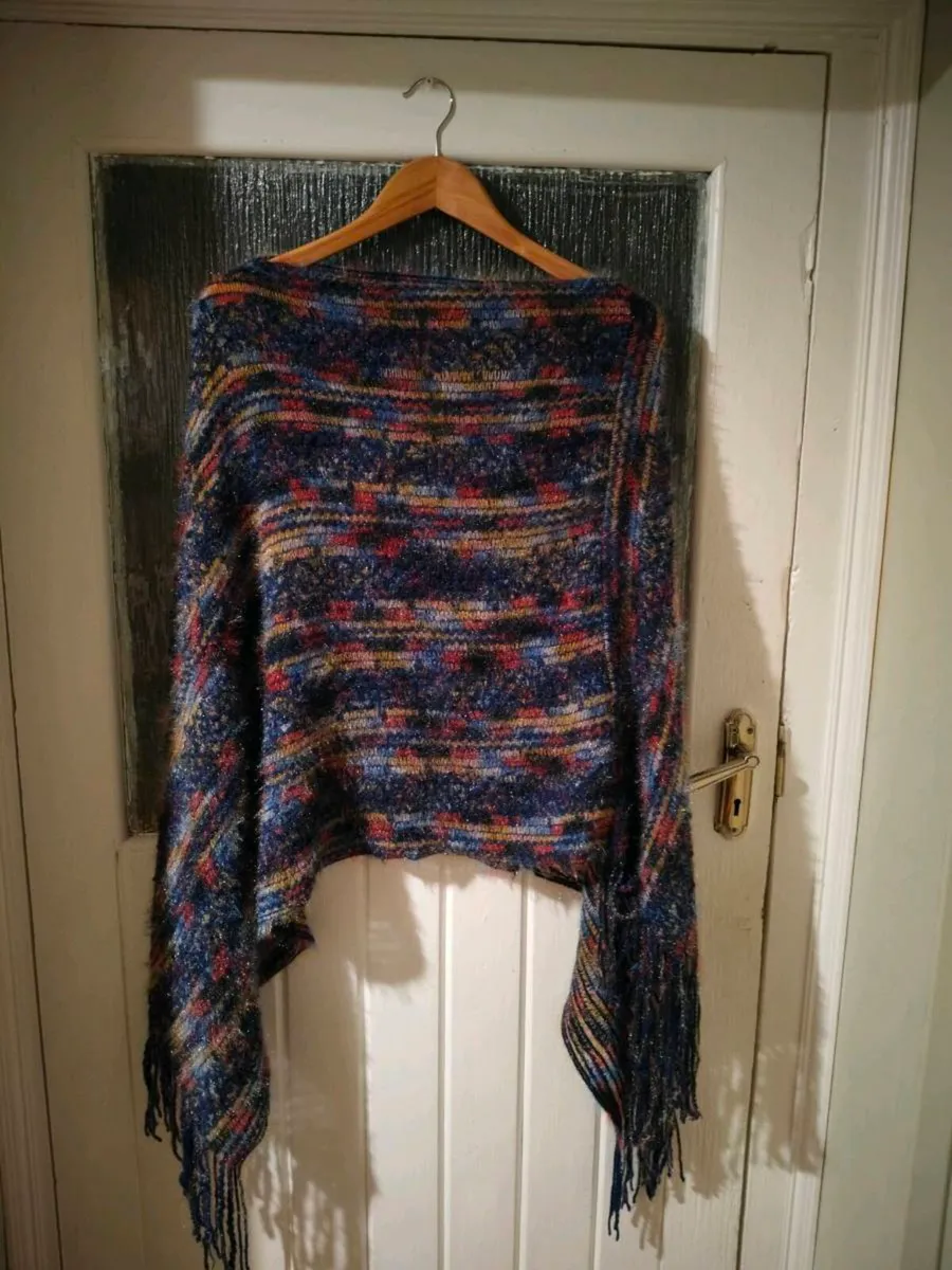 Shein knit, fuzzy light weight poncho made with a  - Image 1