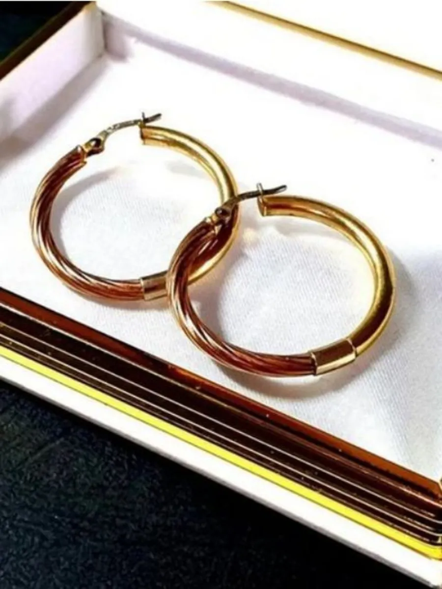 Vintage 14ct Gold Hoops - Image 4