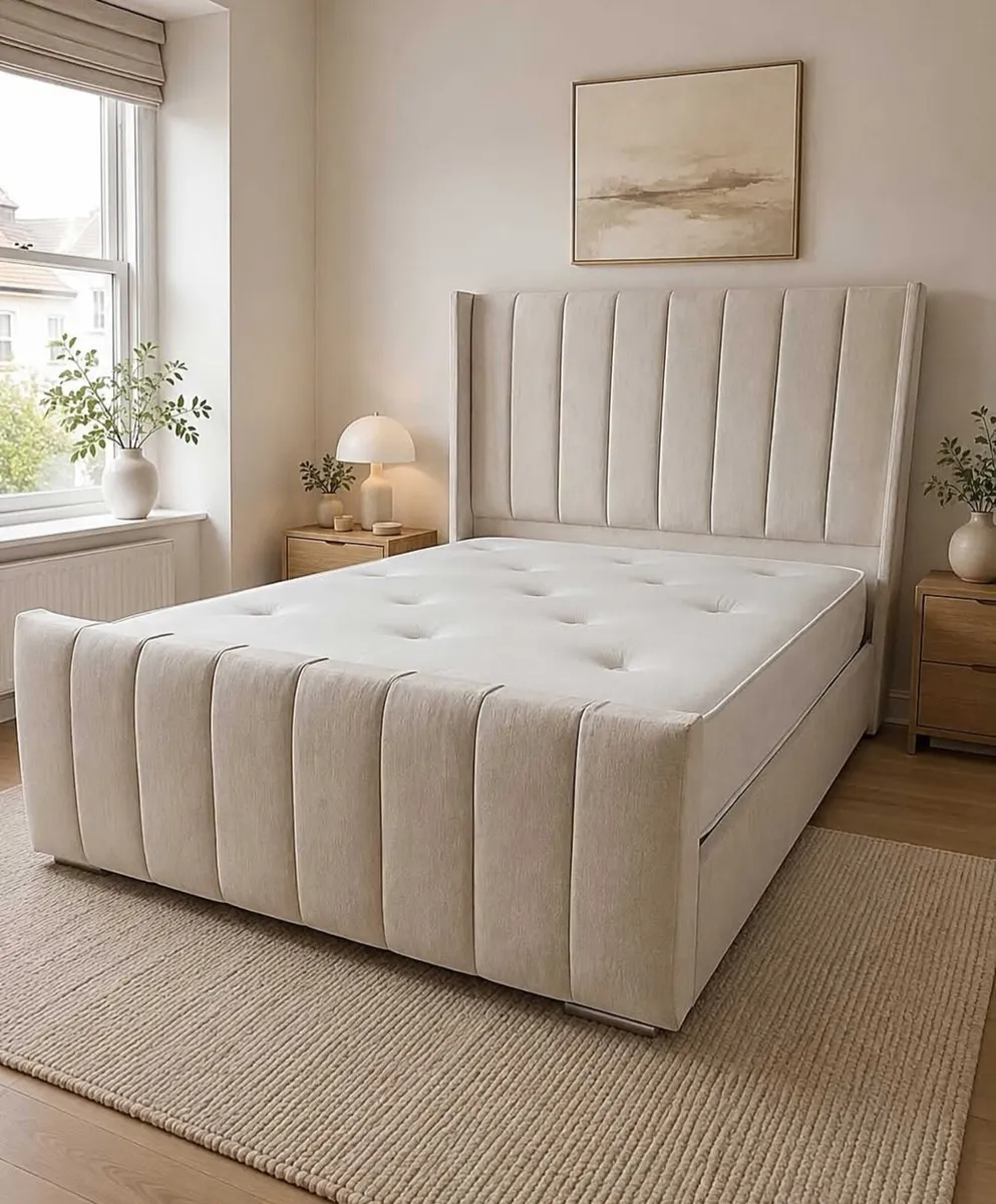 New Double & King Size Bed Frame With Mattress Opt - Image 1