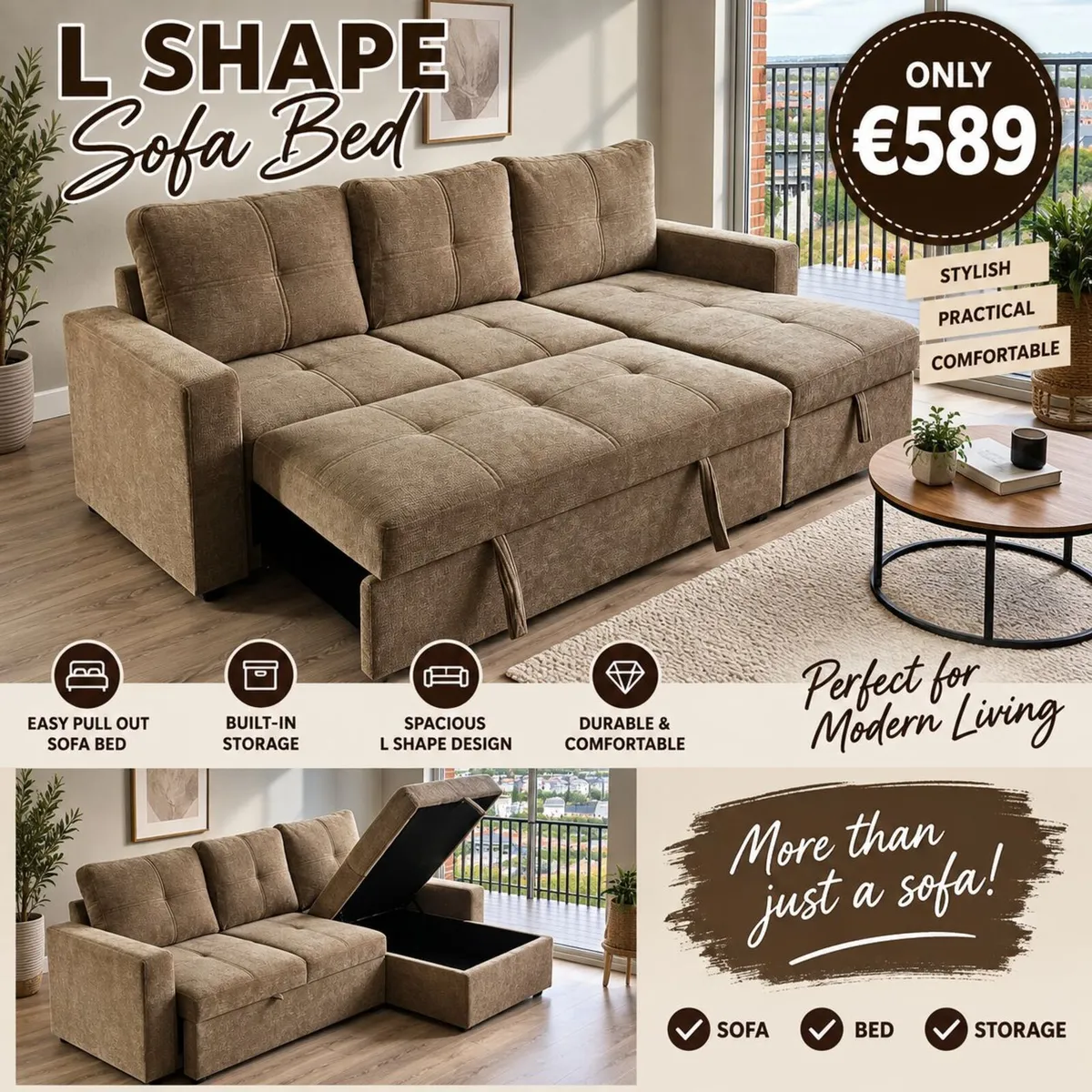 L SHAPE SOFA BEDS