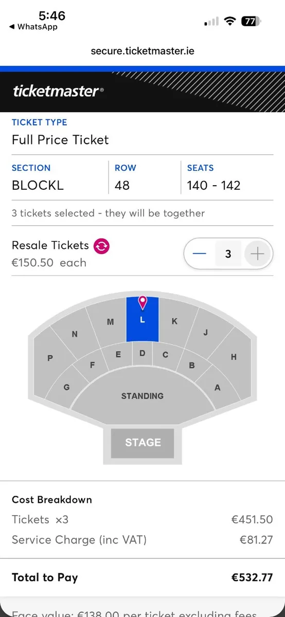 3x Westlife tickets Saturday 19th September