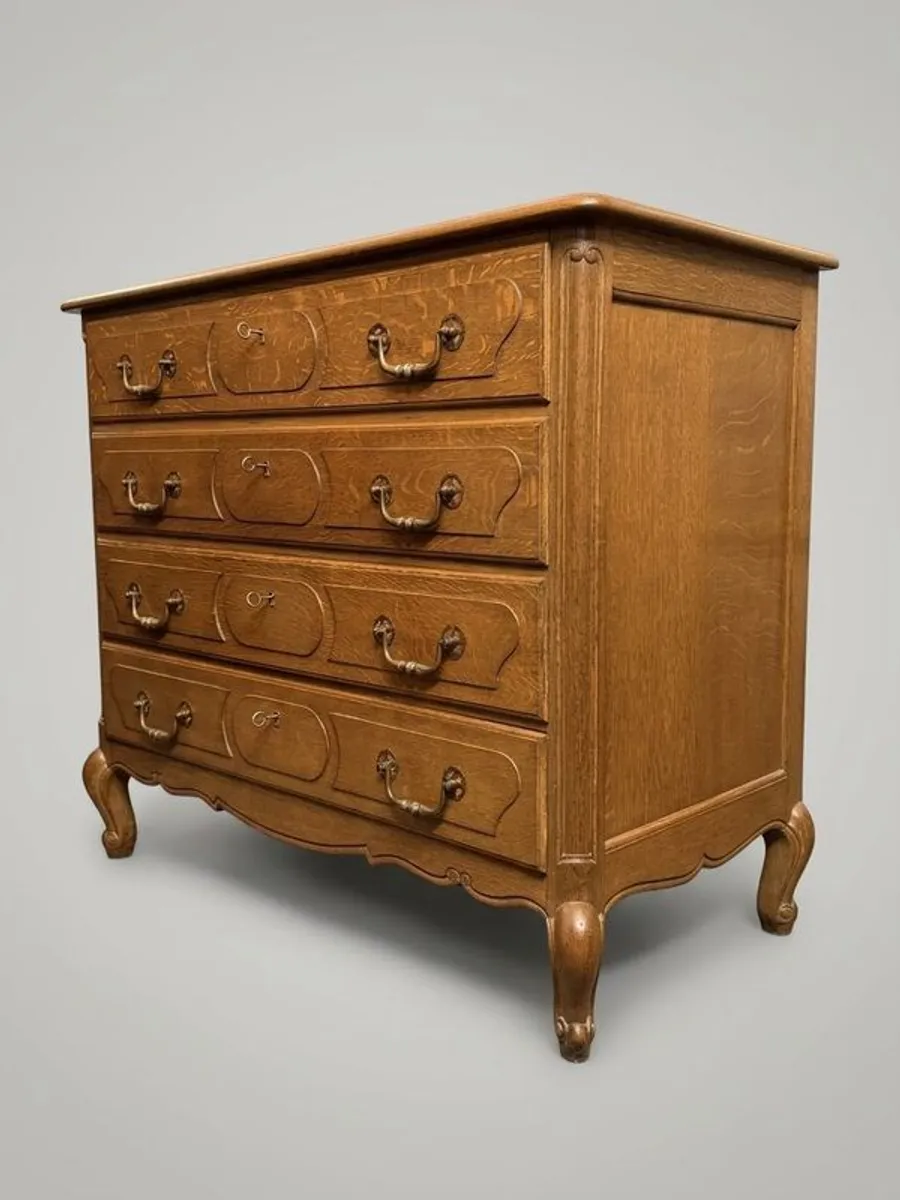 Early 20th Century French Solid Oak Chest of Drawers - Image 1