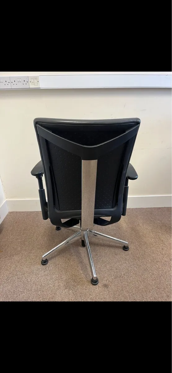 Black Leather Office Chair – Adjustable Arms - Image 3