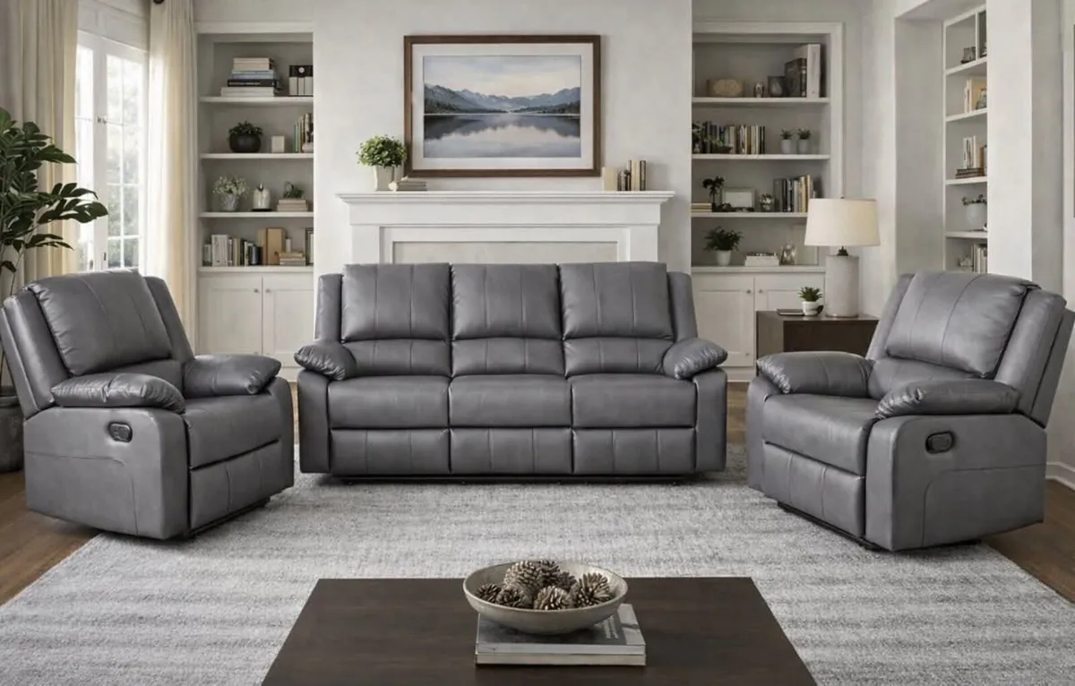 Brand new leather sofa black or grey in stock