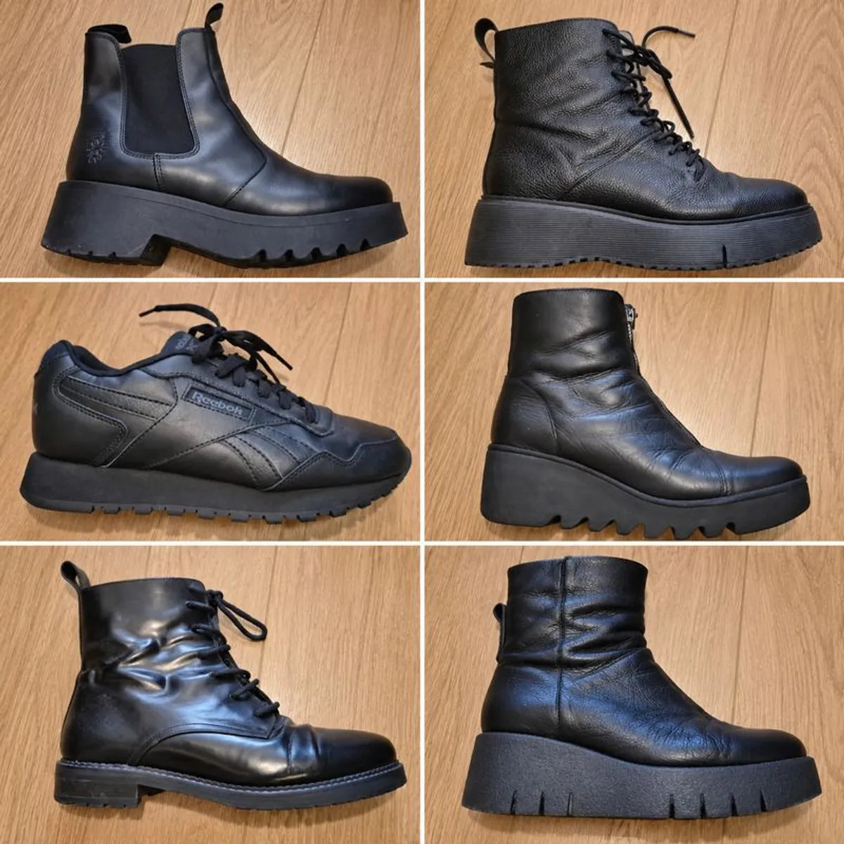 6-Pair Premium Shoe & Boot Lot Size EU 39 (Fly London, Wonders, INCH2 & Reebok) - Image 1