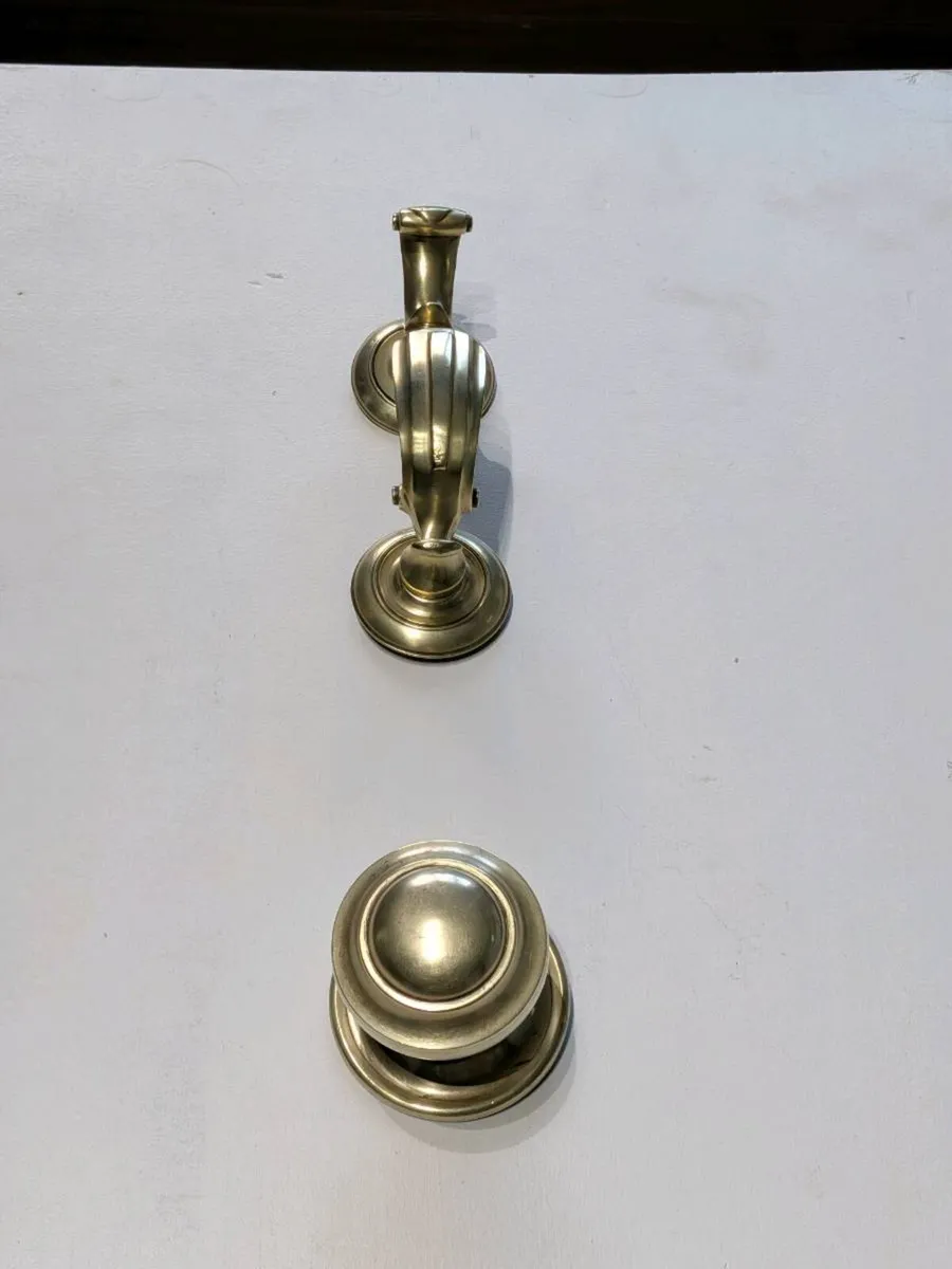Vintage Brass Door Knocker & Door Knob Set – Perio - Image 2