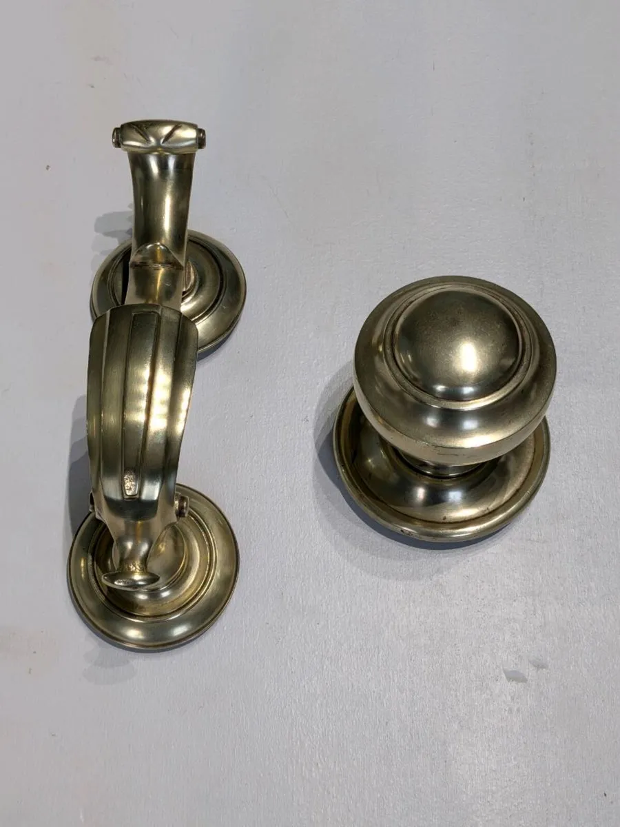 Vintage Brass Door Knocker & Door Knob Set – Perio - Image 1