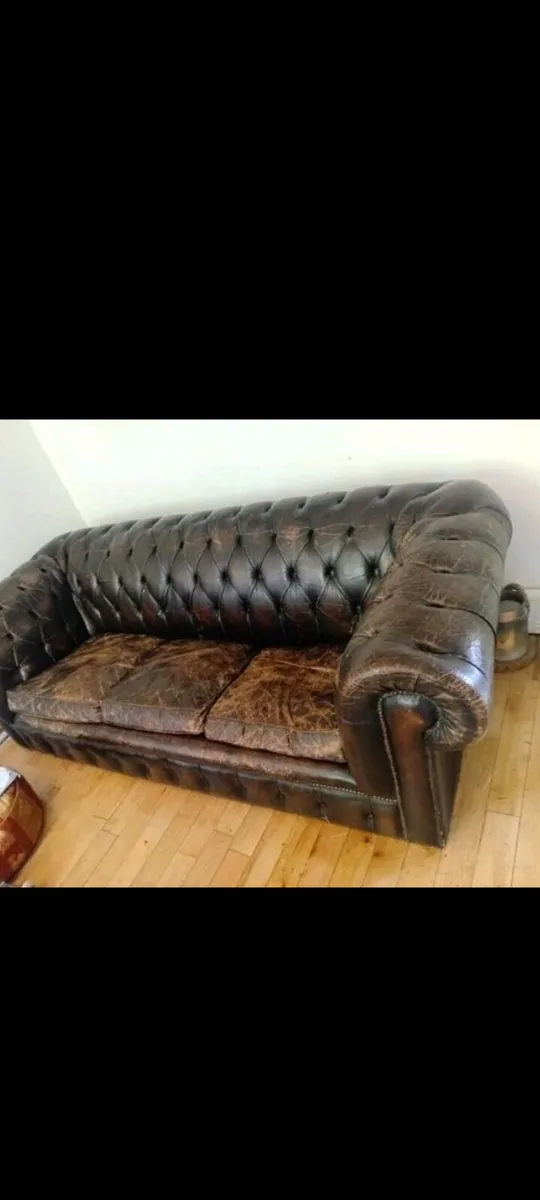 Antique chesterfield in rare cigar brown - Image 1