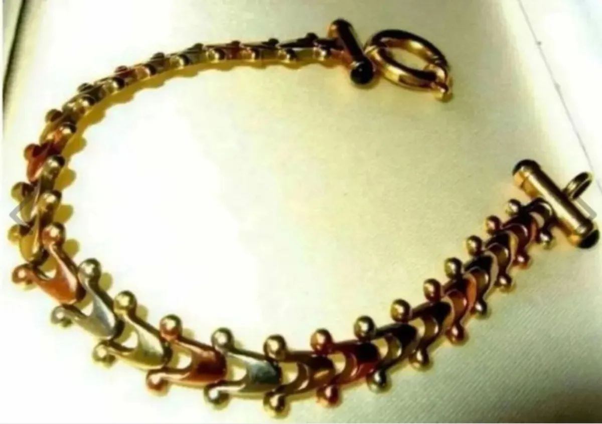 Vintage Hallmarked 9ct Gold - 3 Col' Gold Bracelet - Image 3