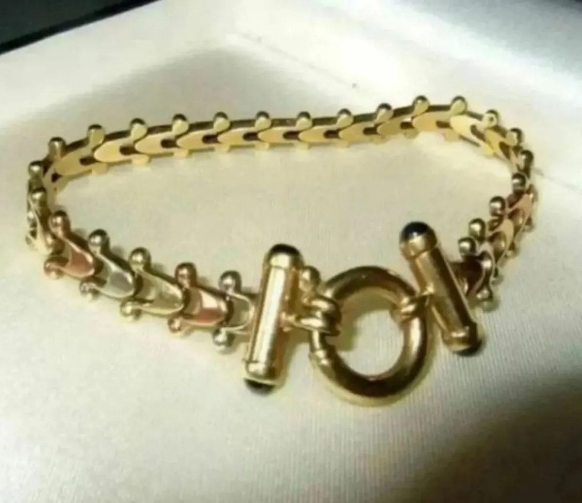 Vintage Hallmarked 9ct Gold - 3 Col' Gold Bracelet - Image 4