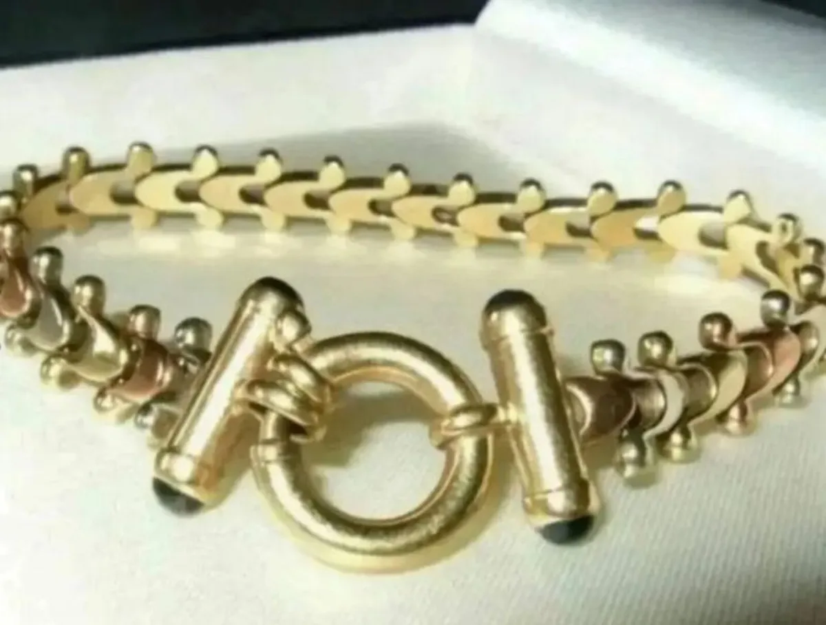 Vintage Hallmarked 9ct Gold - 3 Col' Gold Bracelet - Image 2