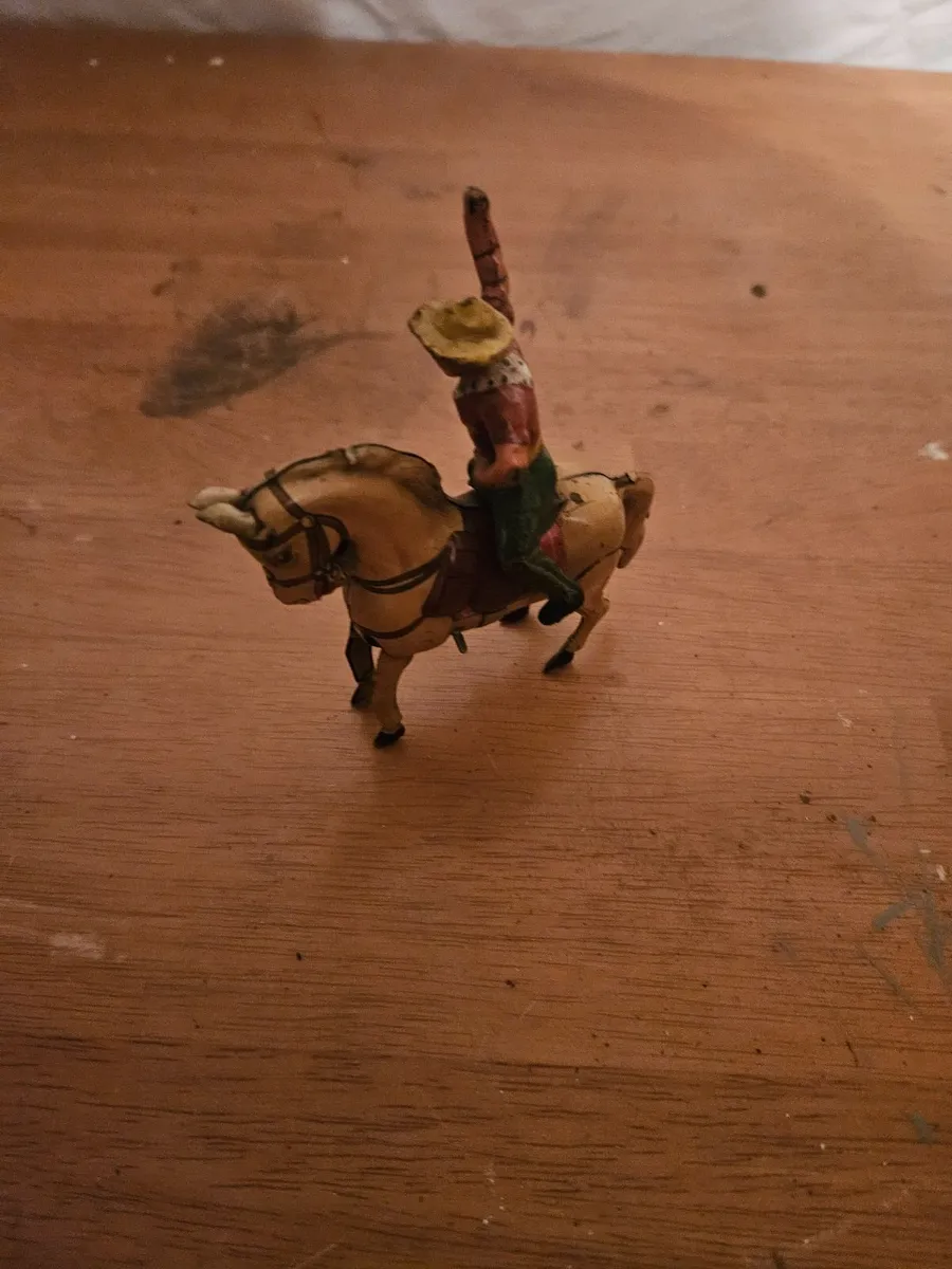 Vintage Tinplate Clockwork Cowboy on Horse Back Ma - Image 3