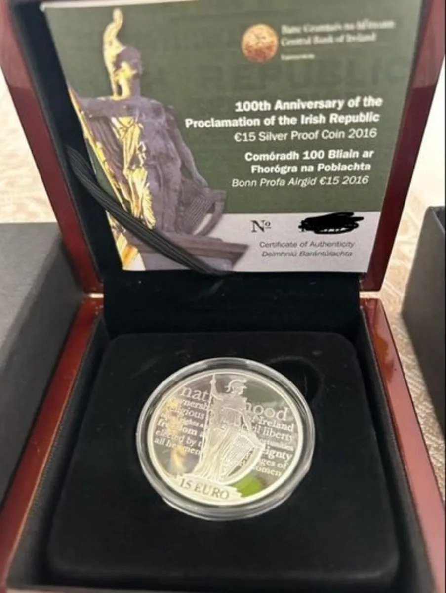 2016 Silver Coin €15 100th Ann of Irish Republic - Image 1