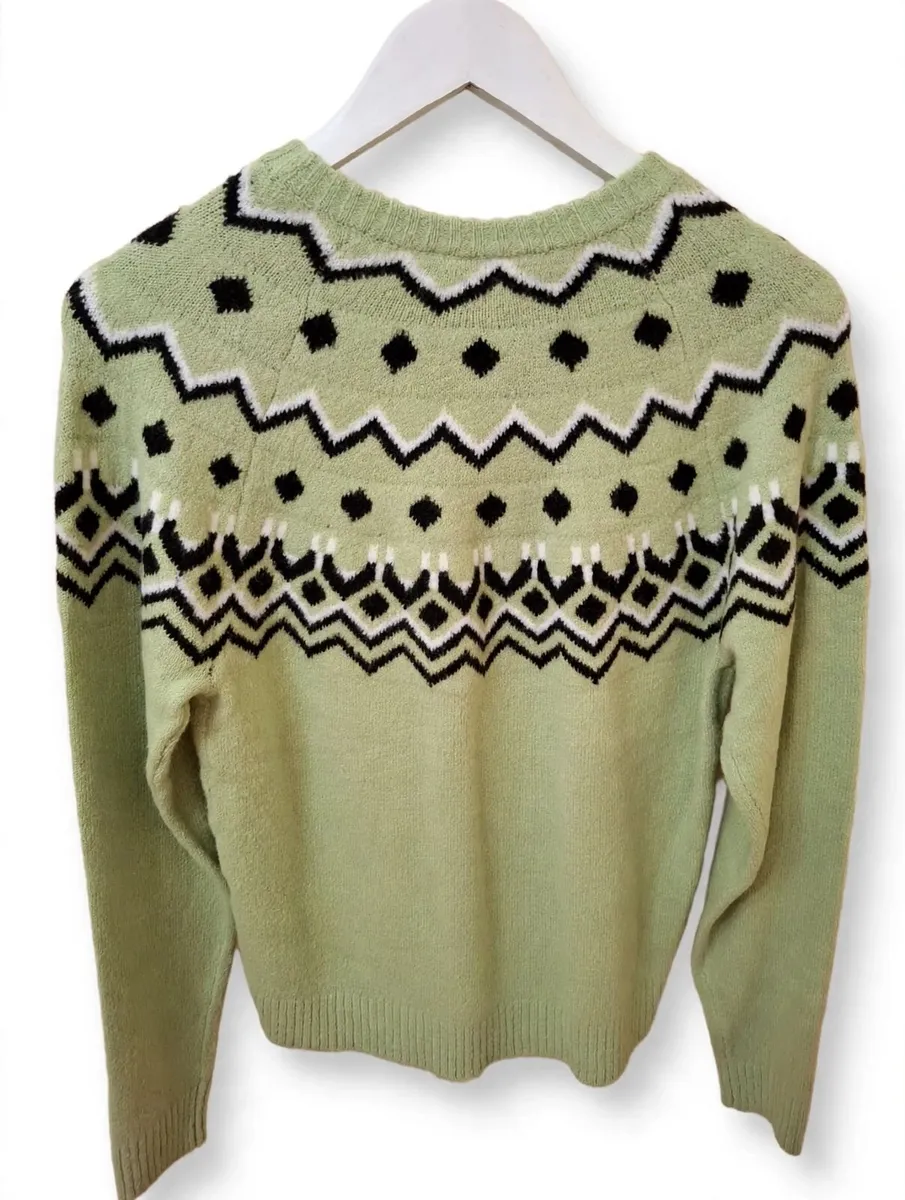 Sage Green Fair Isle Nordic Jumper - Image 3