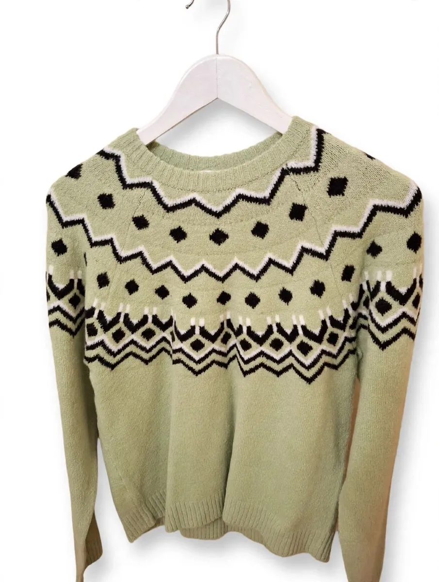 Sage Green Fair Isle Nordic Jumper - Image 4