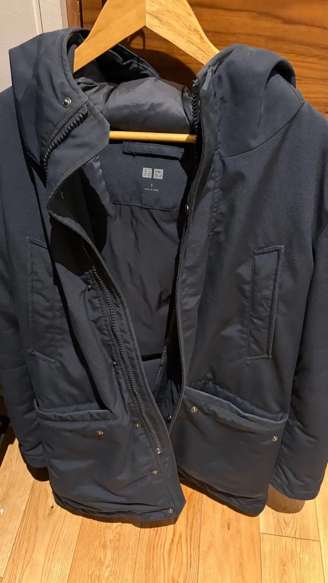 Uniqlo Navy Padded Hooded Parka - Image 1