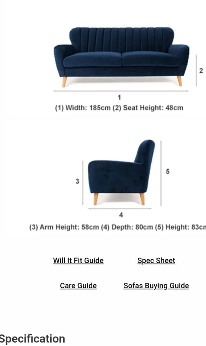 sofa 2 velvet seater - Image 4