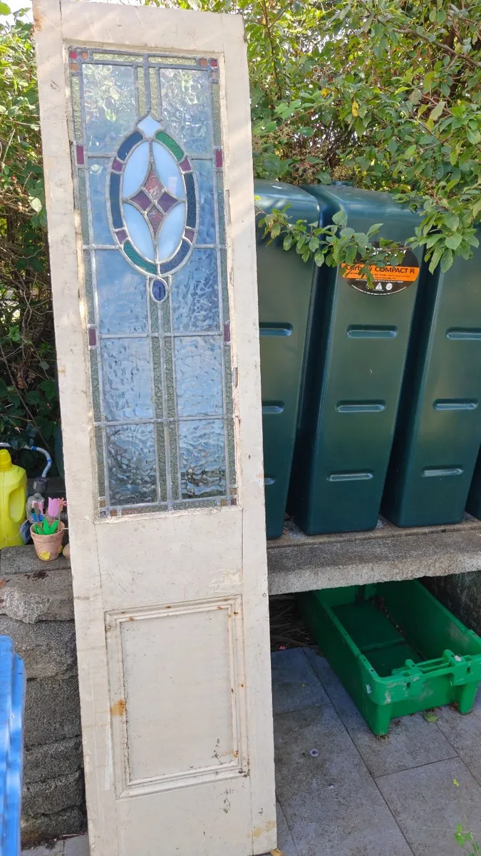 Beautiful Antique Stained Glass Door and 2 matchin - Image 3