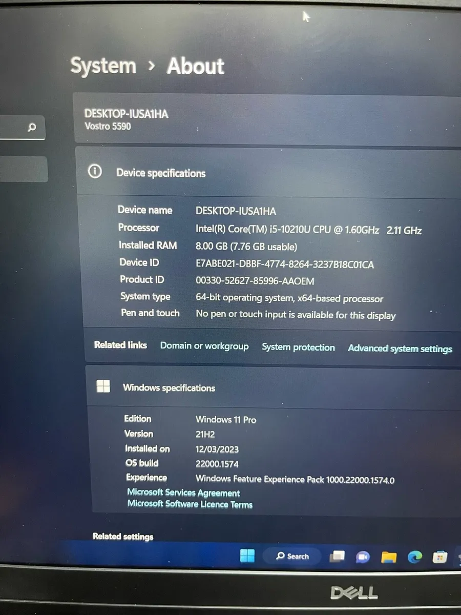 Dell laptop i5 pro 10 Gen 8/256 win 11 pro - Image 4