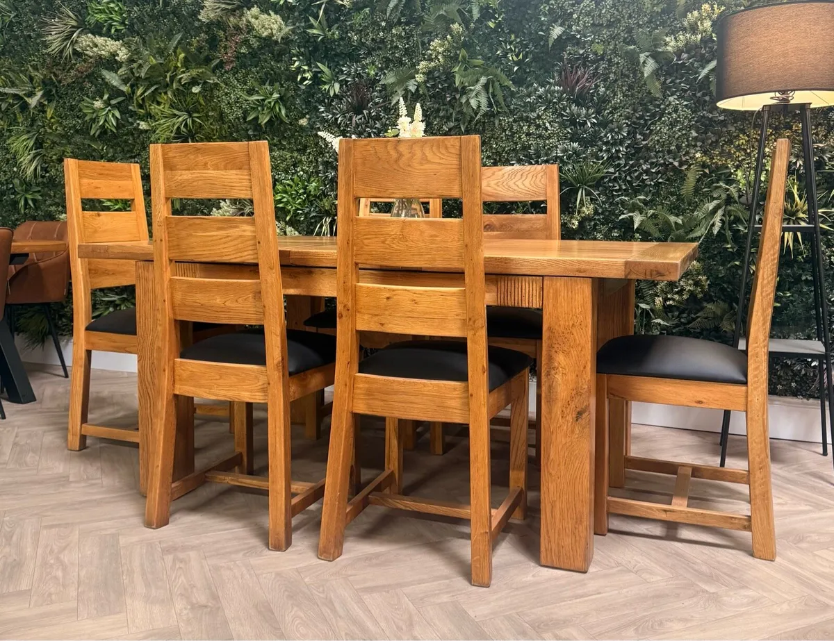 Donny extending solid oak dining table & 6 chairs - Image 3