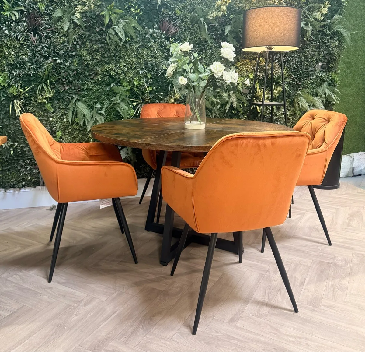 *new* walnut finish dining table & 4 chairs - Image 1
