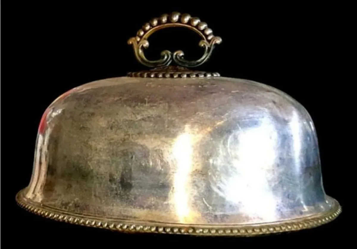 Antique Victorian Silver Plate Meat Dome - Image 1