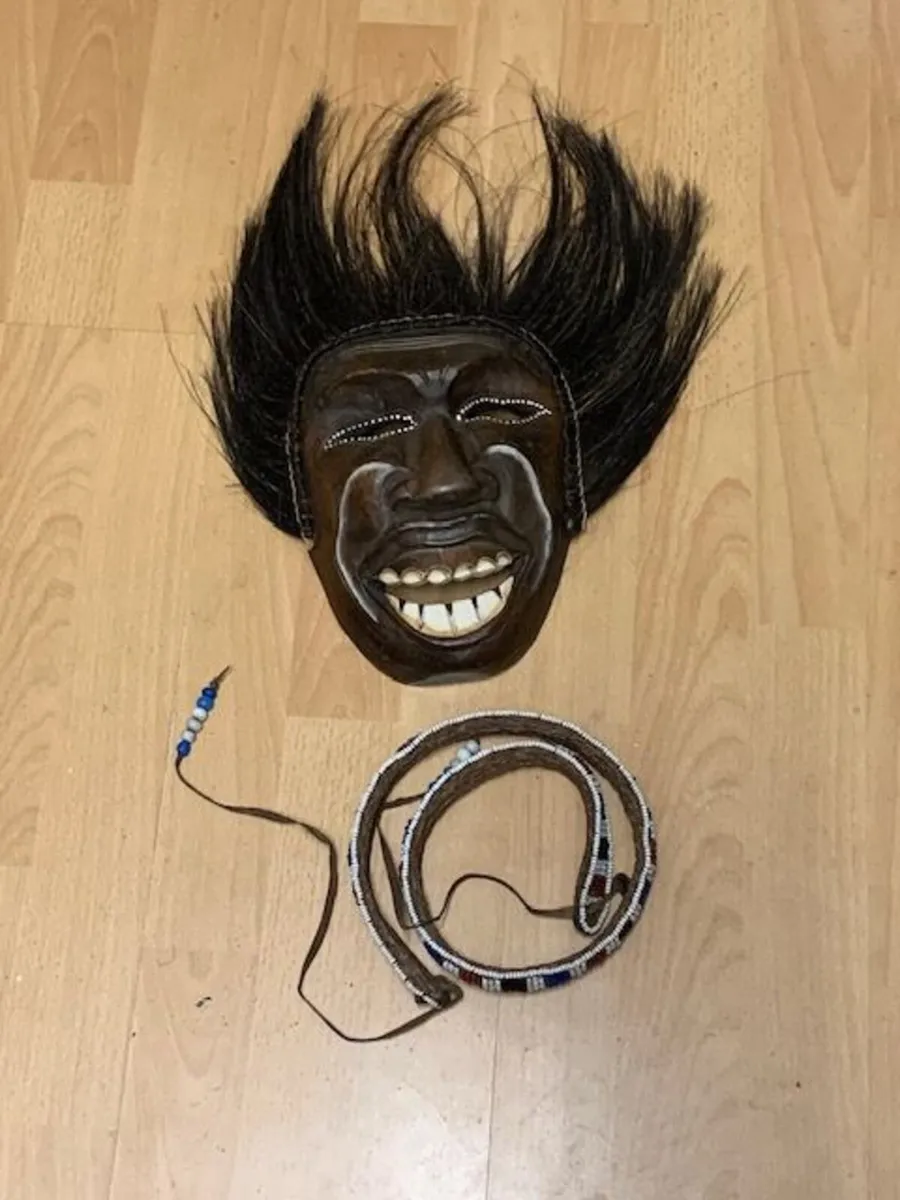 African style Mask and Beaded Belt - Image 1