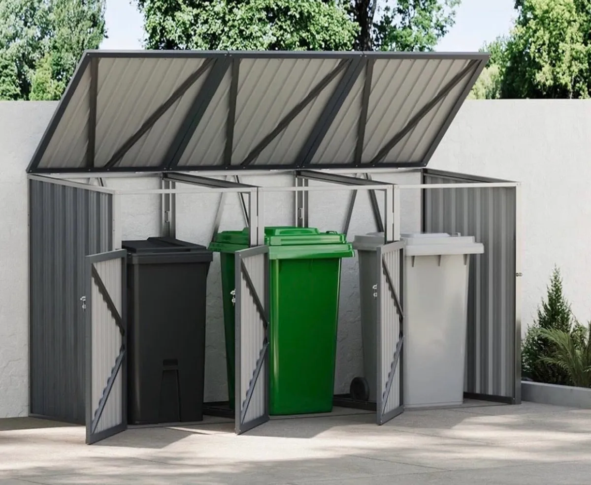 Metal Wheelie Bin Shelter Storage Shed for 3 Bins - Image 1