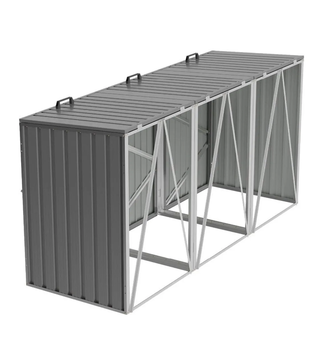 Metal Wheelie Bin Shelter Storage Shed for 3 Bins - Image 4
