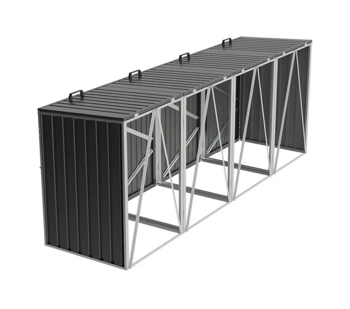 Metal Wheelie Bin Shelter Storage Shed for 4 Bins - Image 3