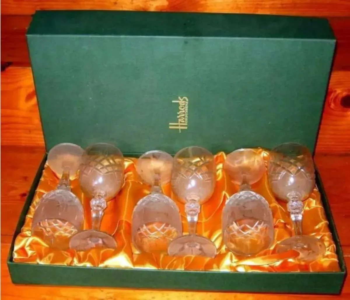Vintage Harrods Cut Crystal Wine Glasses-Set of 6 - Image 4