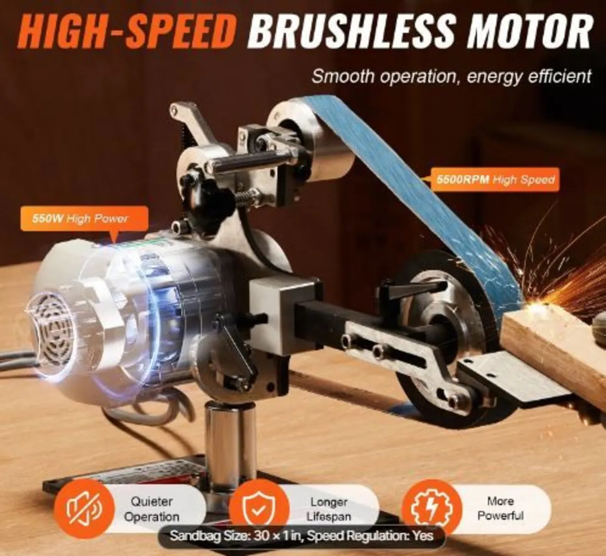 Belt Grinder Sander, 30 x 1-Inch Variable Speed - Image 2