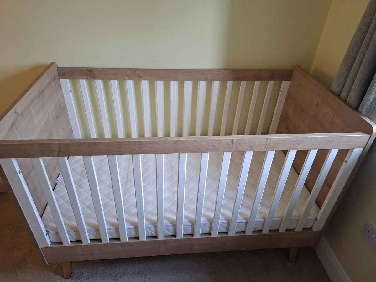 Cot bed (converts to toddler) + Mattress - Image 2