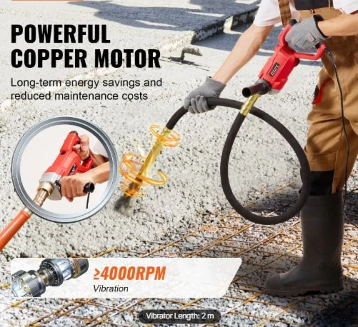 Handheld Concrete Vibrator, 960W - Image 1
