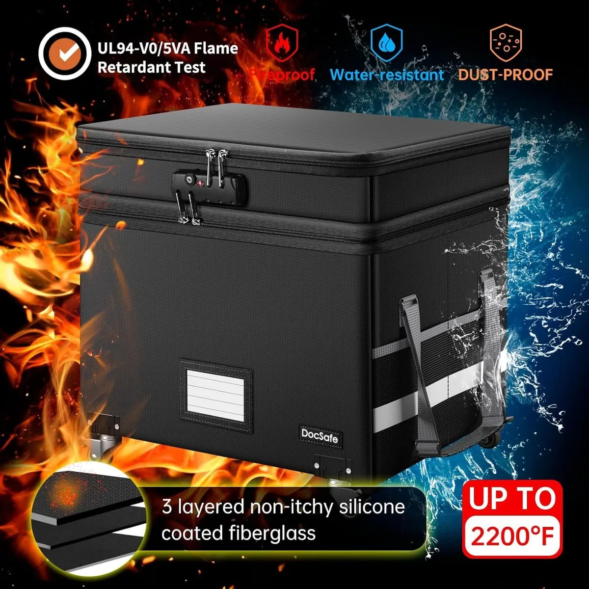 File Box with Lock Multi-Layer Fireproof Document - Image 4