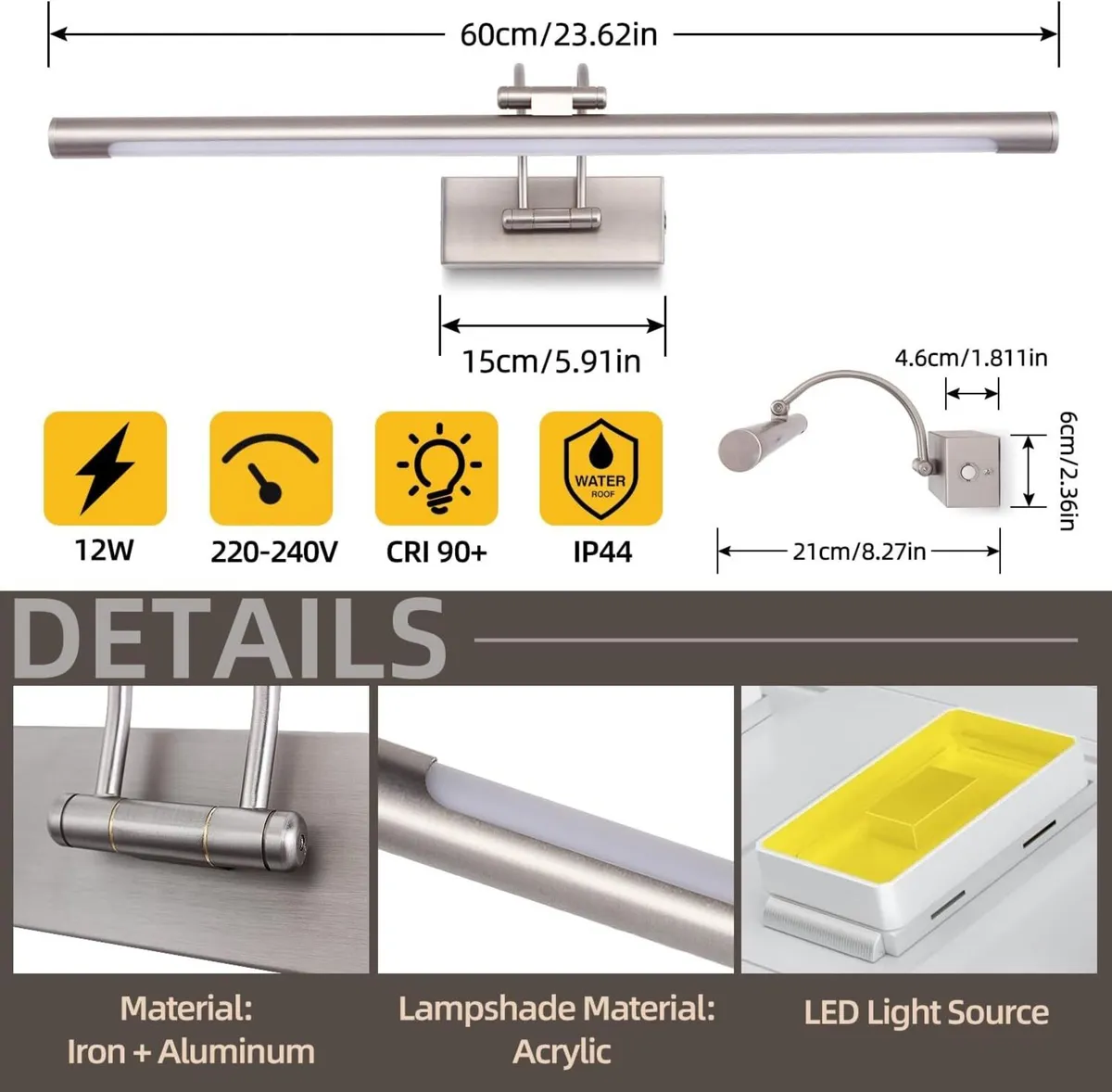 LED Bathroom Vanity Light Fixture 12W 60CM Cabinet - Image 3