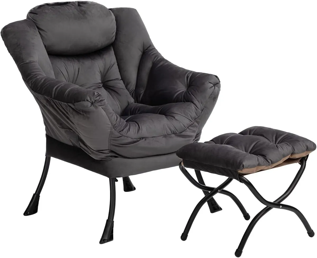 Armchair with Footstool Comfy Chairs Living Room - Image 1