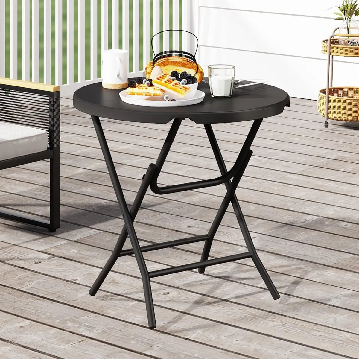 80CM Round Garden Table Super Light Folding - Image 2