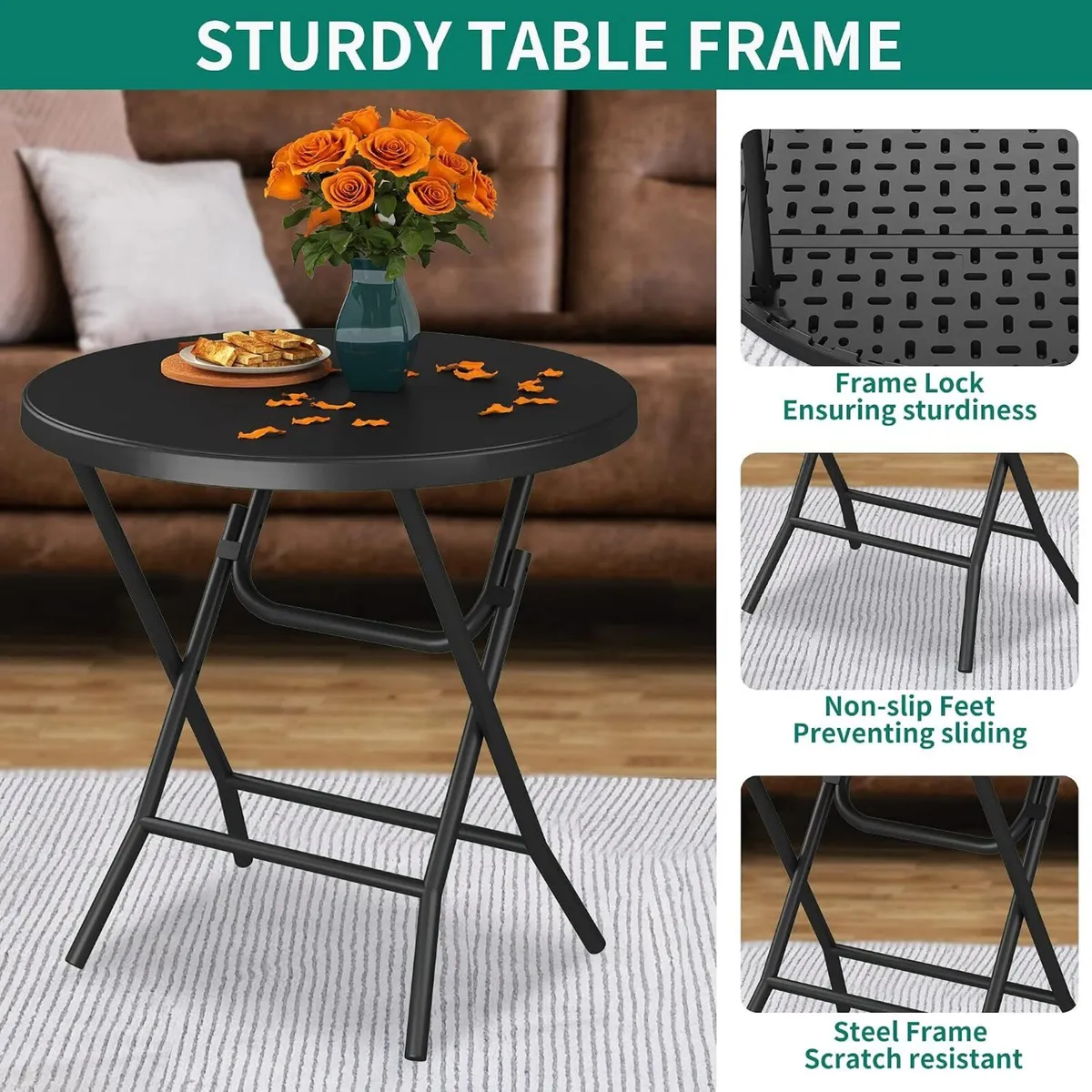 80CM Round Garden Table Super Light Folding - Image 4