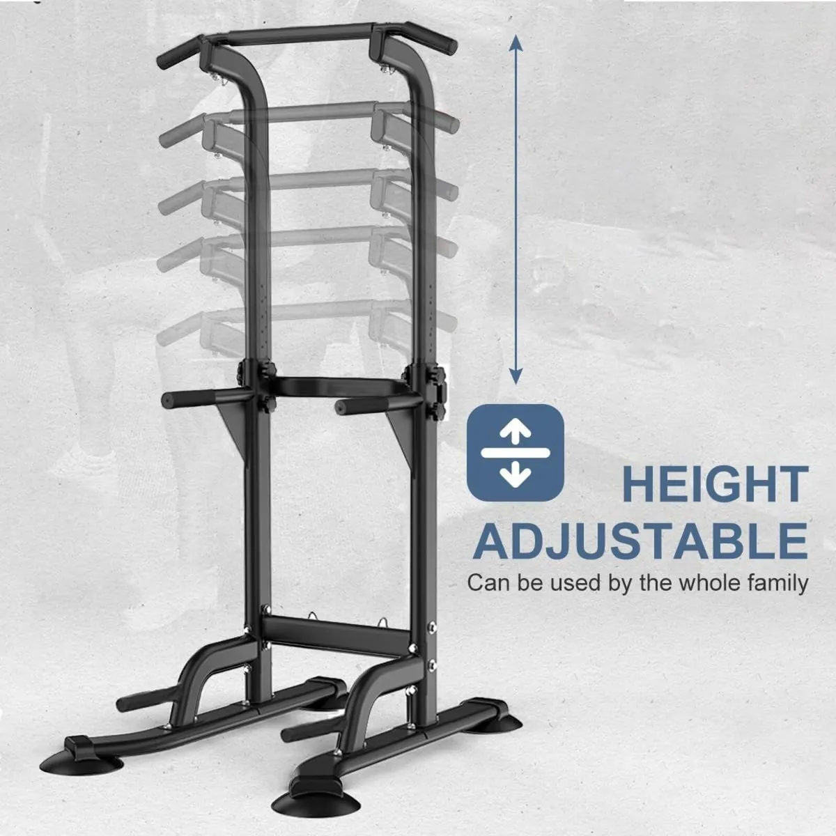 Pull Up Dip Station Stand Power Tower Adjustable - Image 2