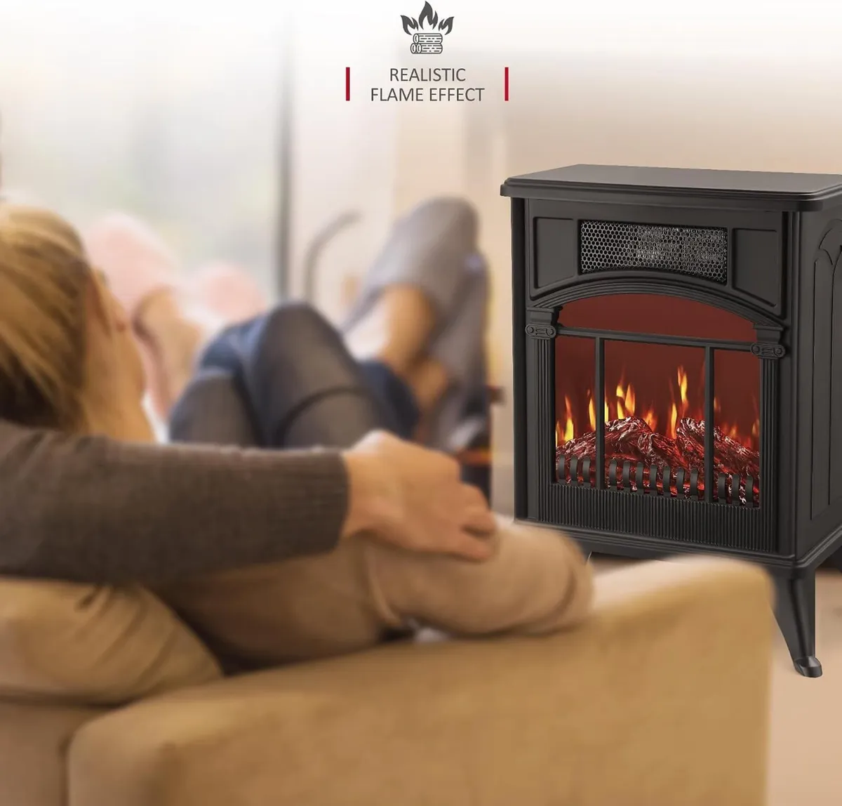 Stove Heater Electric Fireplace with Fire Flame - Image 4
