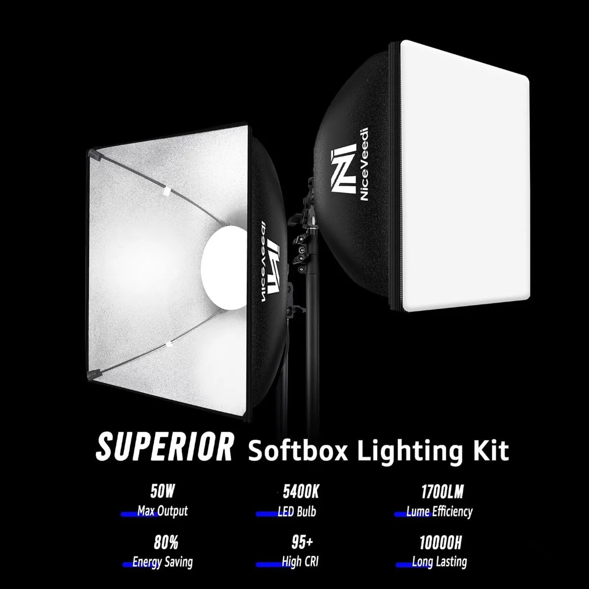 Photography Light Kit 5400K Softbox with 160CM - Image 2