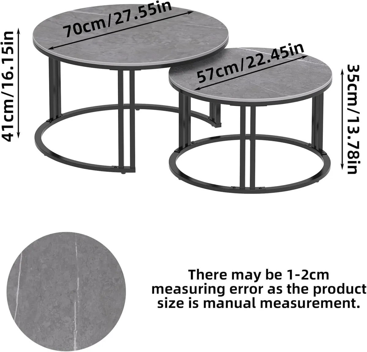 Nesting Coffee Table Sintered Stone Marble Top - Image 2